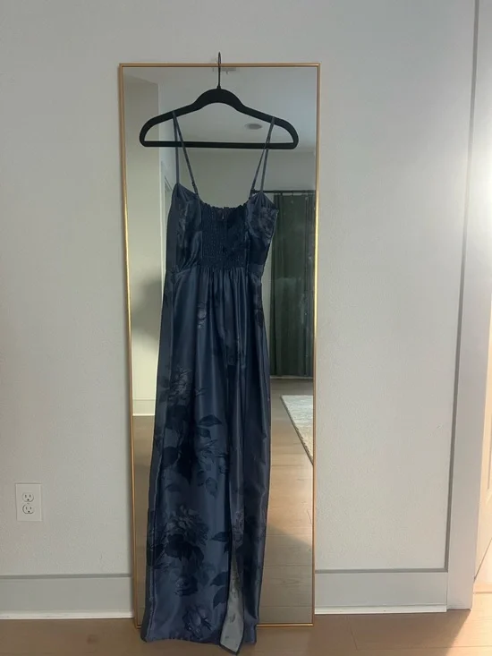 Reformation Frankie Satin Blue Floral Maxi Dress - Picture 5 of 5